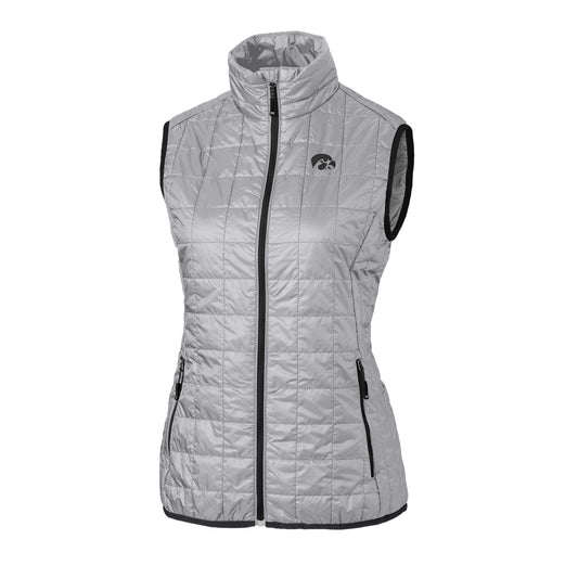 Women's Cutter & Buck Gray Iowa Hawkeyes Rainier Full-Zip Puffer Vest