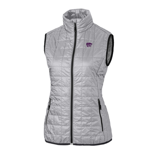 Women's Cutter & Buck Gray Kansas State Wildcats Rainier Full-Zip Puffer Vest