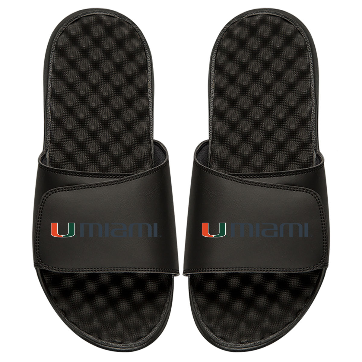 Men's ISlide Black Miami Hurricanes Wordmark Slide Sandals