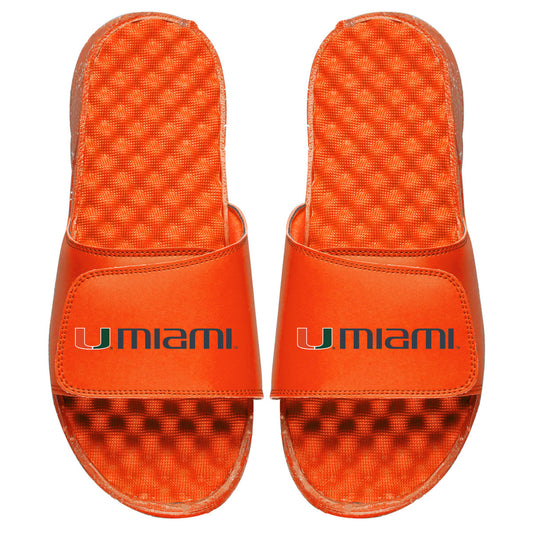 Men's ISlide Orange Miami Hurricanes Wordmark Slide Sandals