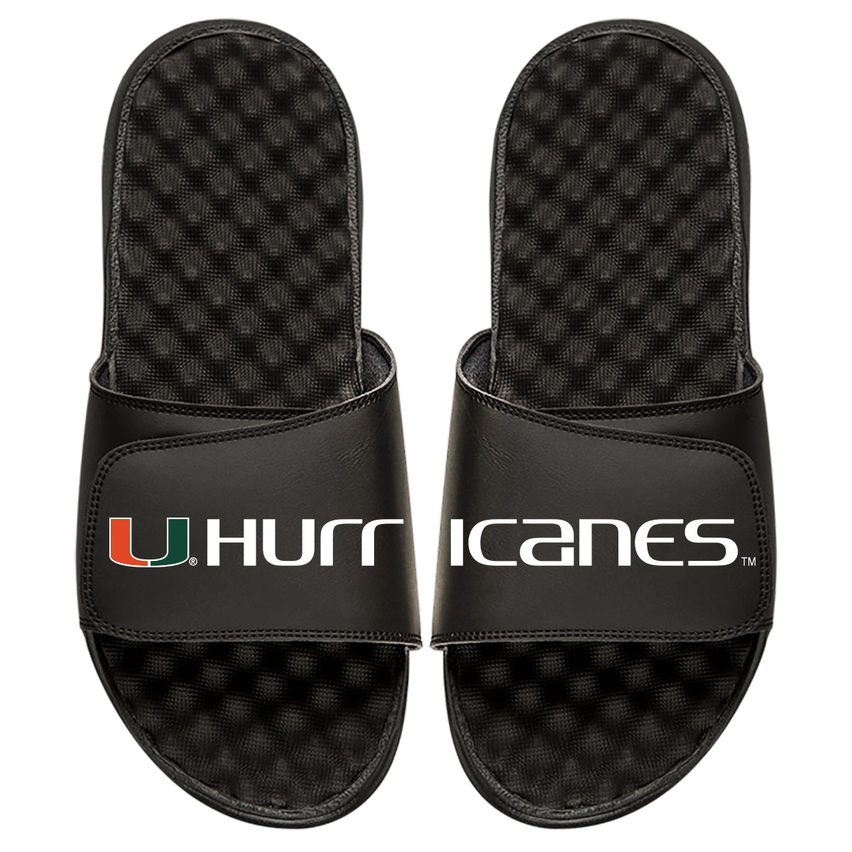 Youth ISlide Black Miami Hurricanes Split Slide Sandals