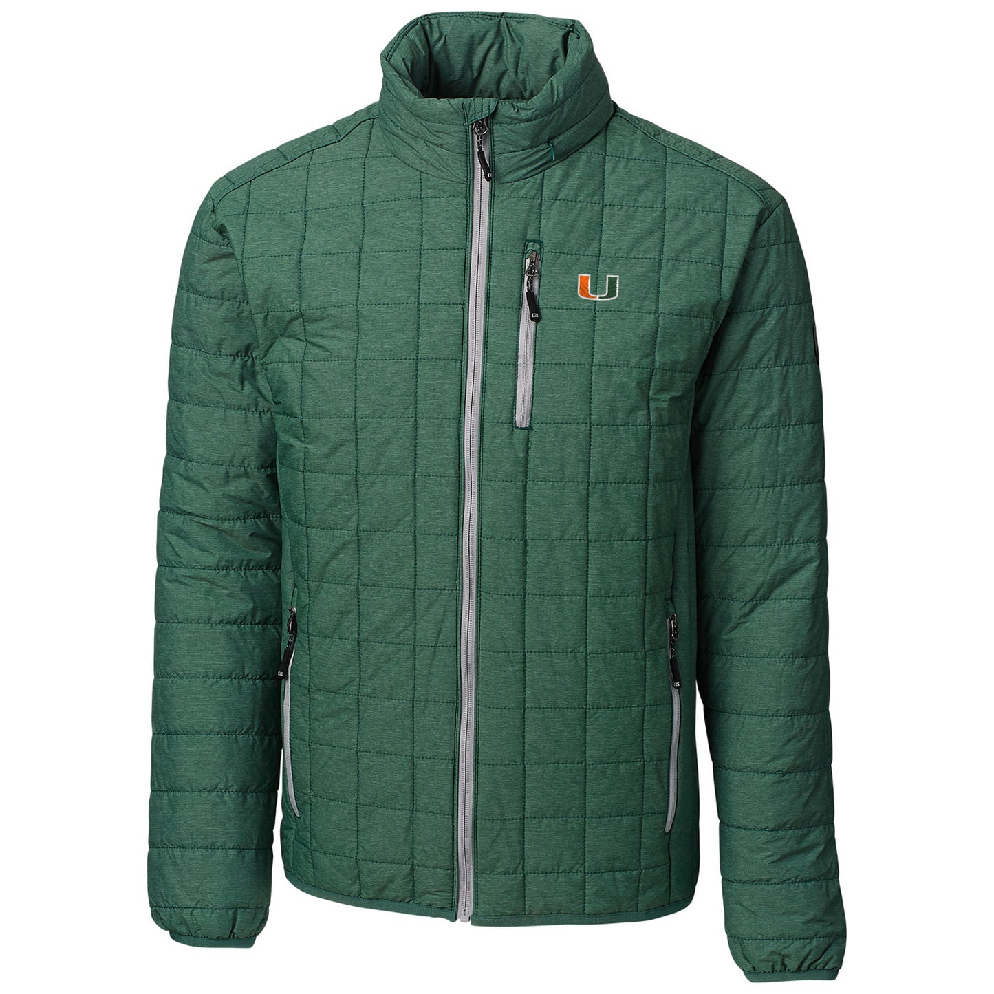 Men's Cutter & Buck Green Miami Hurricanes Rainier Full-Zip Jacket