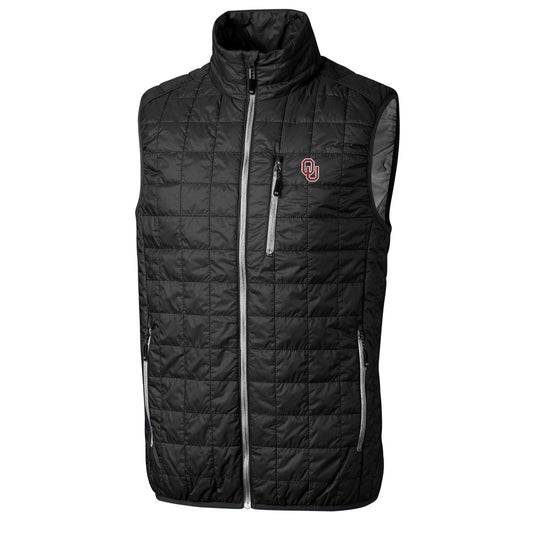 Men's Cutter & Buck Black Oklahoma Sooners Rainier Full-Zip Vest
