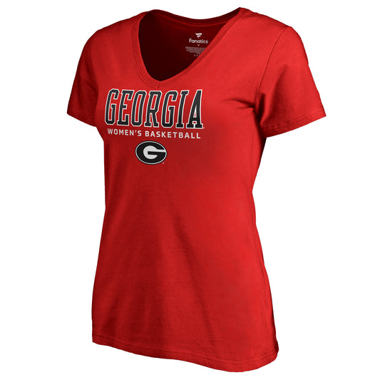 Women's Red Georgia Bulldogs Women's Basketball V-Neck T-Shirt