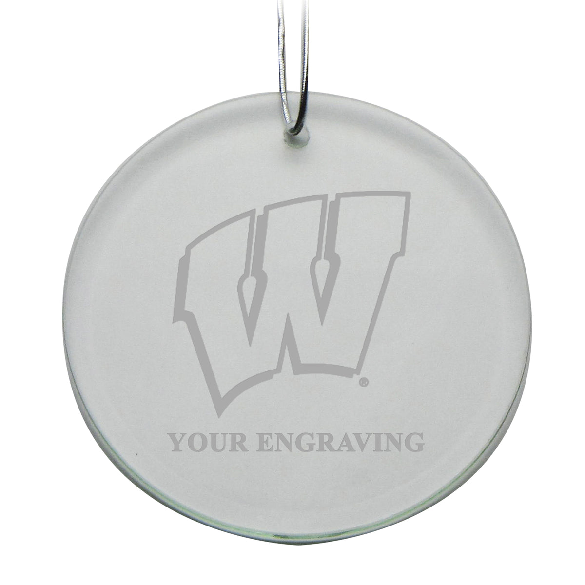 Wisconsin Badgers Round Crystal Personalized Ornament