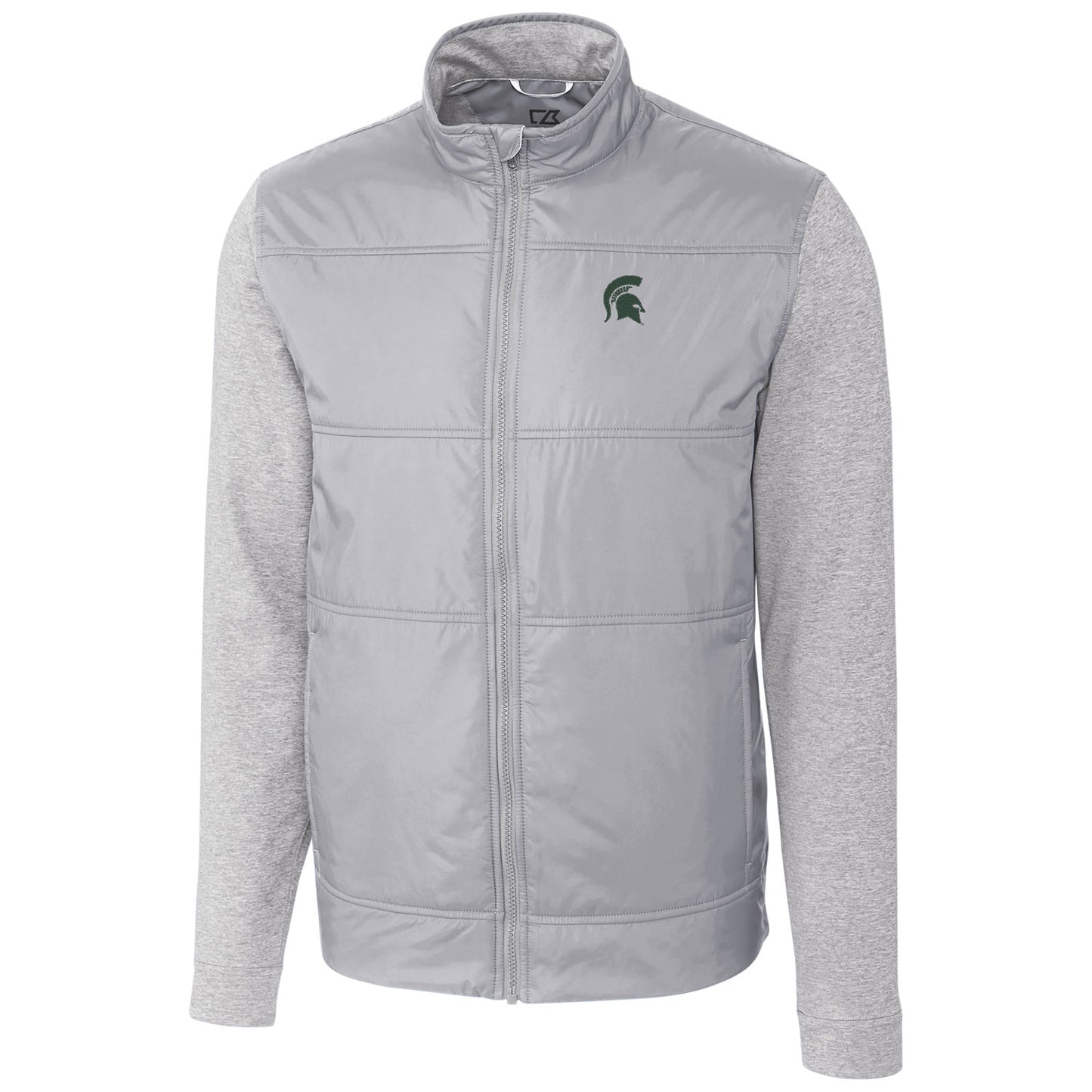 Men's Cutter & Buck Silver Michigan State Spartans Stealth Full-Zip Jacket