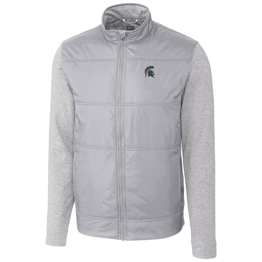Men's Cutter & Buck Silver Michigan State Spartans Stealth Full-Zip Jacket