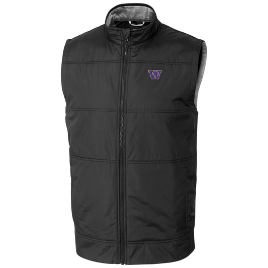 Men's Cutter & Buck  Black Washington Huskies Stealth Full-Zip Vest