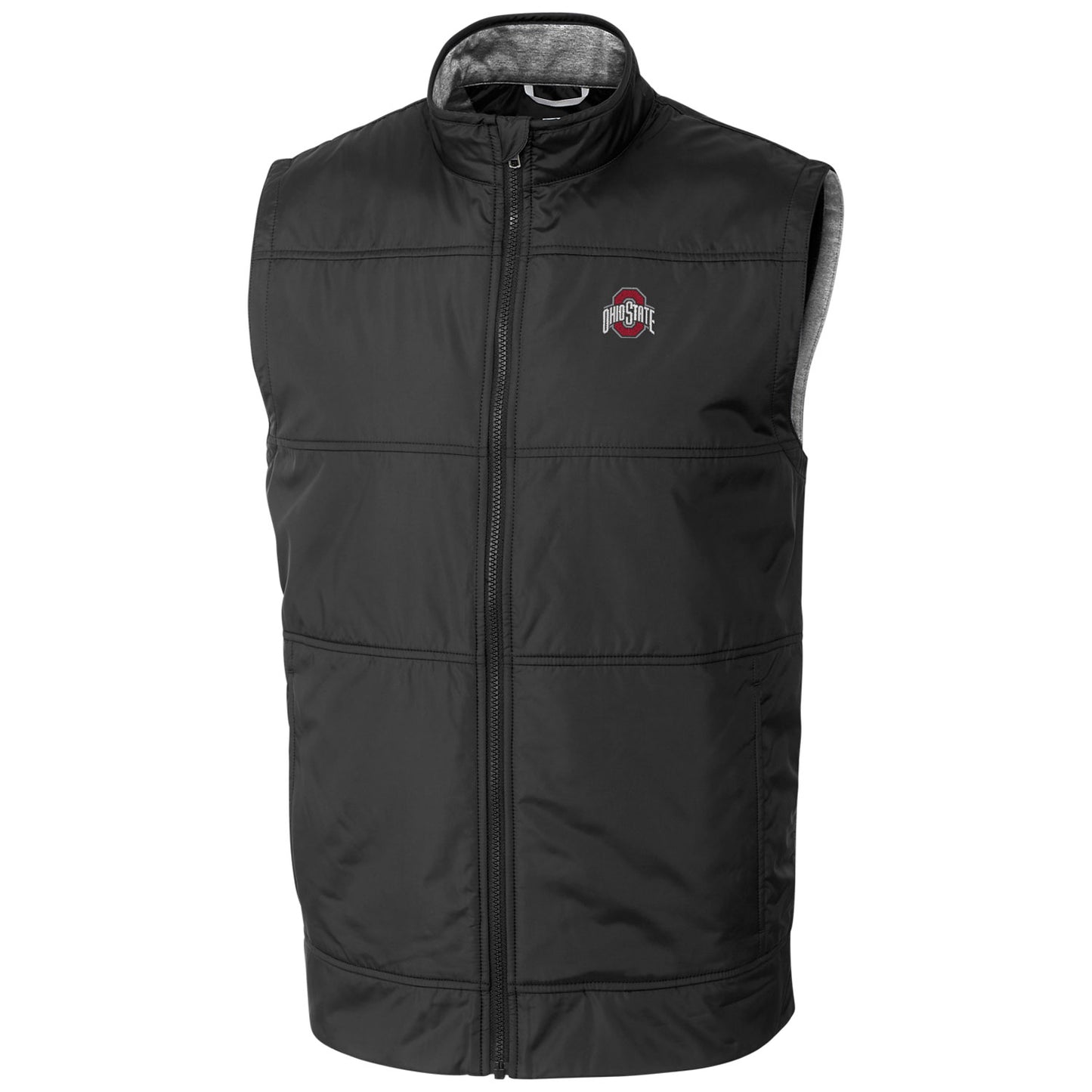 Men's Cutter & Buck  Black Ohio State Buckeyes Stealth Full-Zip Vest