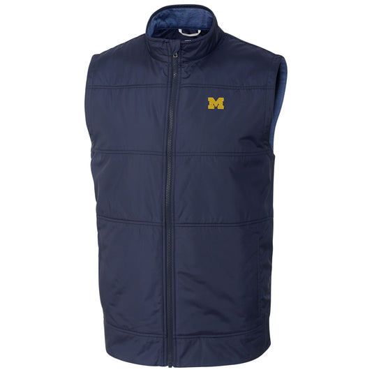 Men's Cutter & Buck  Navy Michigan Wolverines Stealth Full-Zip Vest
