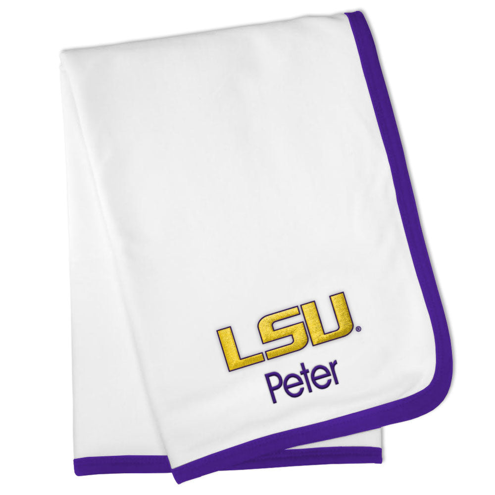White Chad & Jake LSU Tigers Personalized Blanket