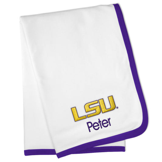 White Chad & Jake LSU Tigers Personalized Blanket
