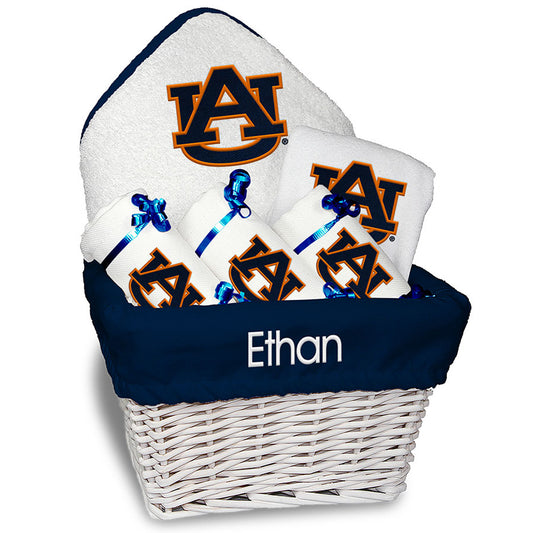 White Chad & Jake Auburn Tigers Team Personalized Medium Gift Basket