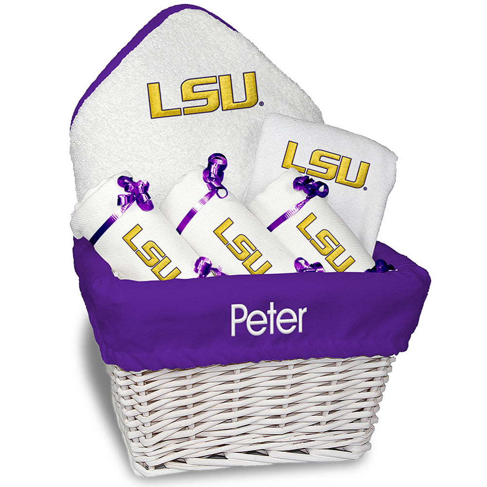 White Chad & Jake LSU Tigers Personalized Medium Gift Basket