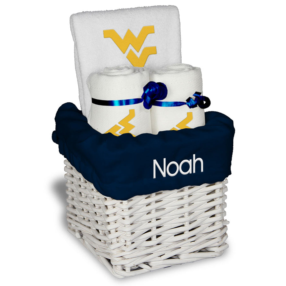 White Chad & Jake West Virginia Mountaineers Personalized Small Gift Basket