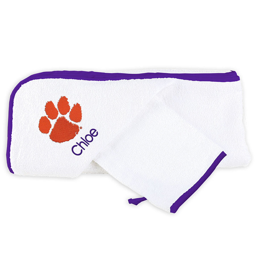 White Chad & Jake Clemson Tigers Personalized NCAA Towel Set