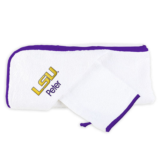 White Chad & Jake LSU Tigers Personalized NCAA Towel Set