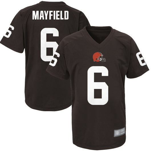 Youth Baker Mayfield Brown Cleveland Browns Performance Player Name & Number V-Neck Top