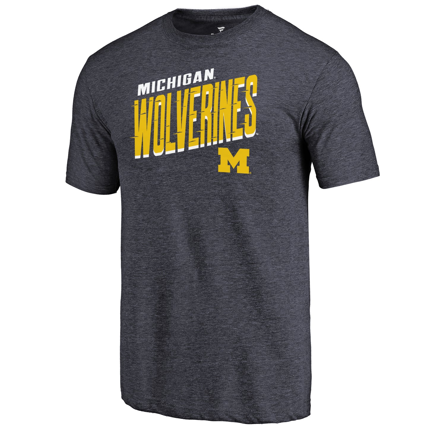 Men's Navy Michigan Wolverines Slant Strike Tri-Blend T-Shirt