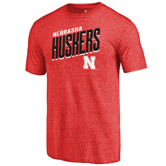 Men's Scarlet Nebraska Huskers Slant Strike Tri-Blend T-Shirt