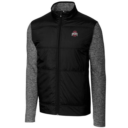 Men's Cutter & Buck Black Ohio State Buckeyes Big & Tall Stealth Full-Zip Jacket