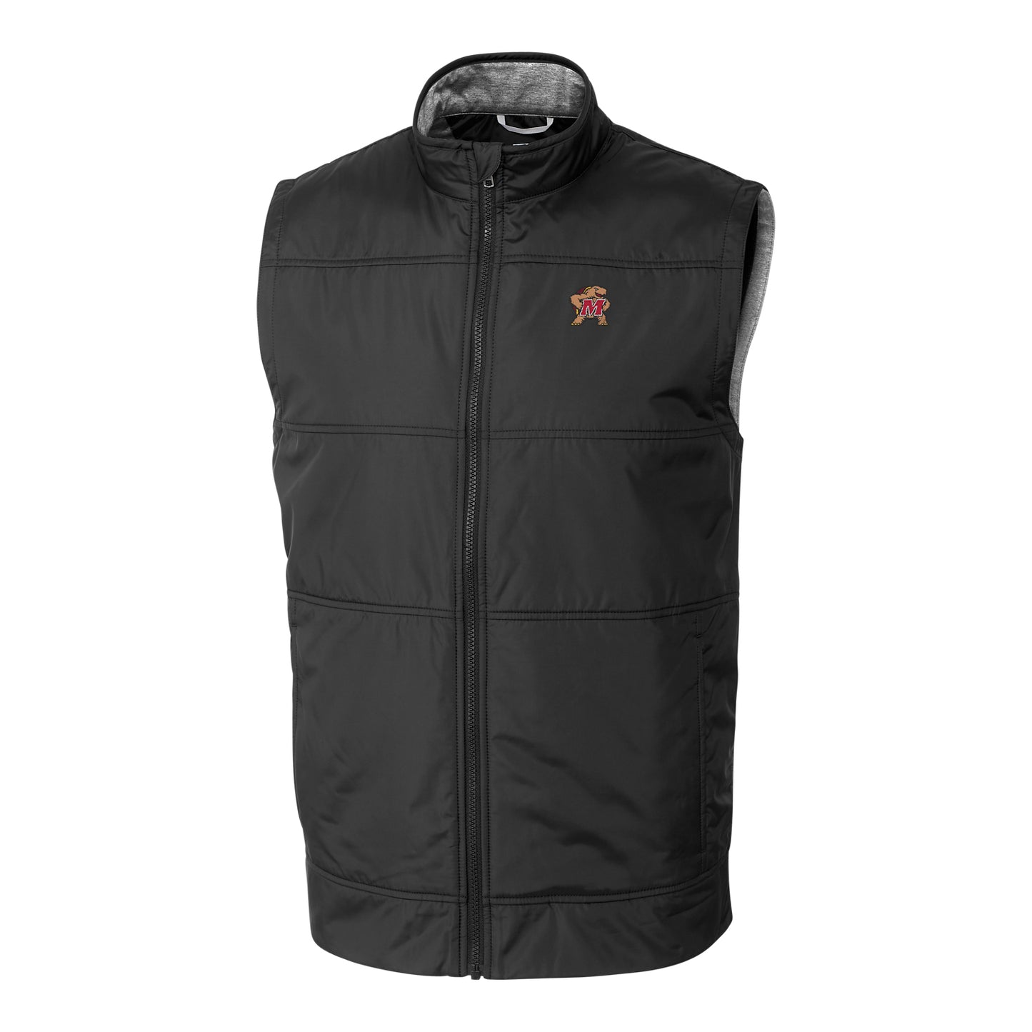 Men's Cutter & Buck Black Maryland Terrapins Big & Tall Stealth DryTec Full-Zip Vest