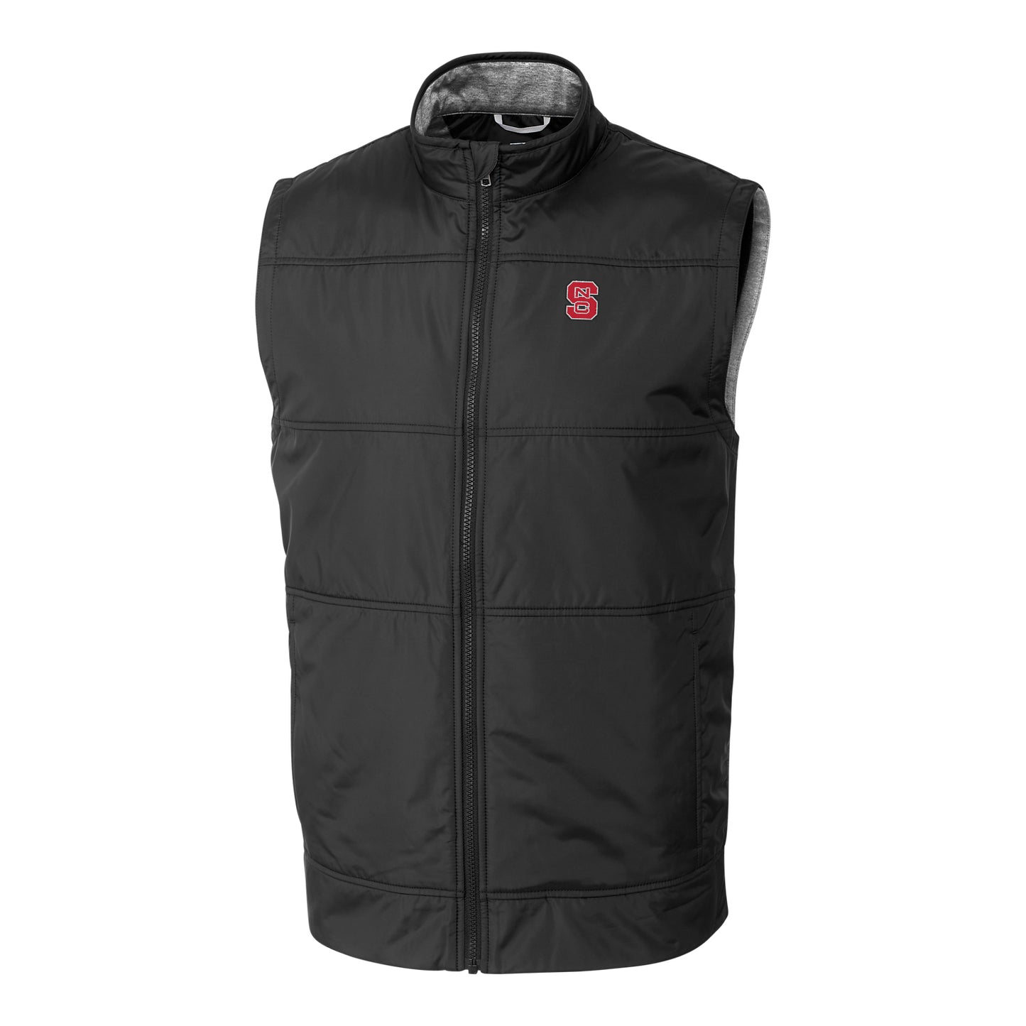 Men's Cutter & Buck Black NC State Wolfpack Big & Tall Stealth DryTec Full-Zip Vest
