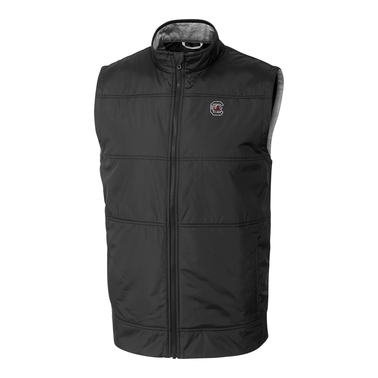 Men's Cutter & Buck Black South Carolina Gamecocks Big & Tall Stealth DryTec Full-Zip Vest