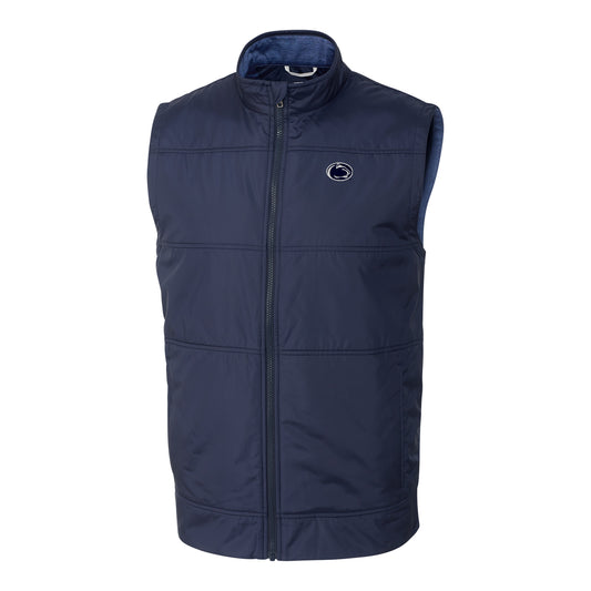 Men's Cutter & Buck Navy Penn State Nittany Lions Big & Tall Stealth DryTec Full-Zip Vest