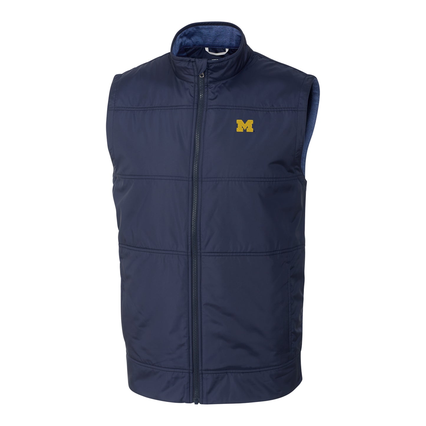 Men's Cutter & Buck Navy Michigan Wolverines Big & Tall Stealth DryTec Full-Zip Vest