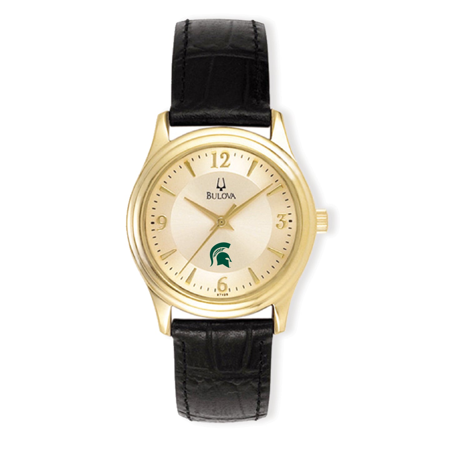 Women's Bulova Gold/Black Michigan State Spartans Stainless Steel Watch with Leather Band