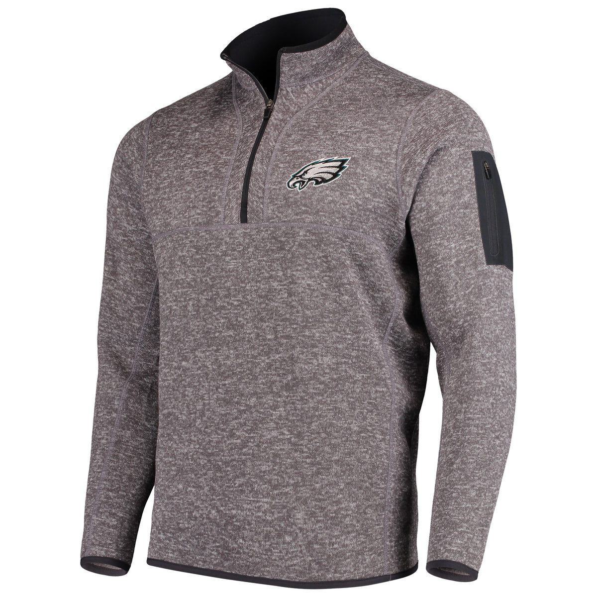 Men's Antigua Charcoal Philadelphia Eagles Fortune Quarter-Zip Pullover Jacket