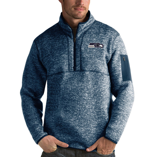 Men's Antigua Navy Seattle Seahawks Fortune Quarter-Zip Pullover Jacket