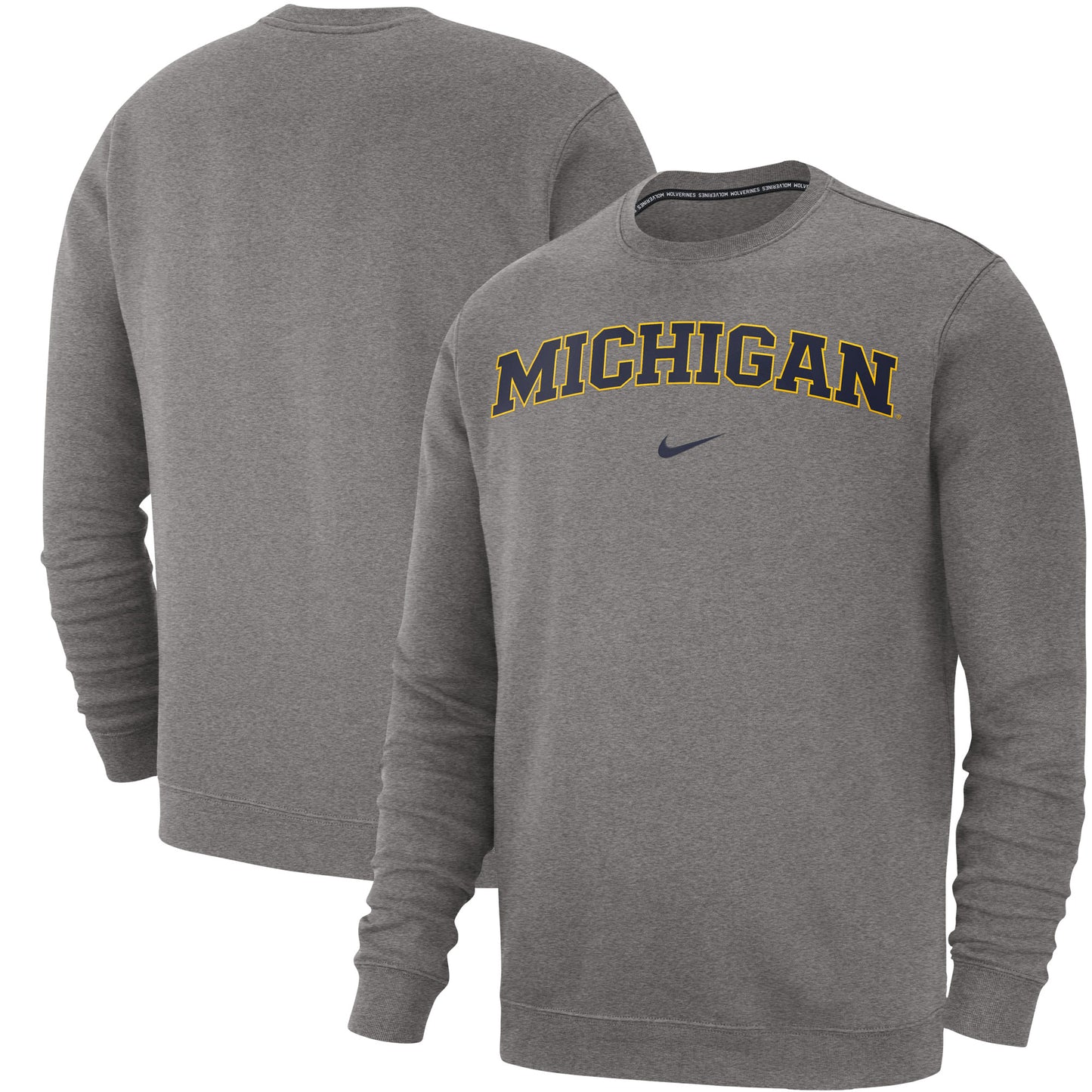 Men's Nike Heather Gray Michigan Wolverines Club Fleece Sweatshirt