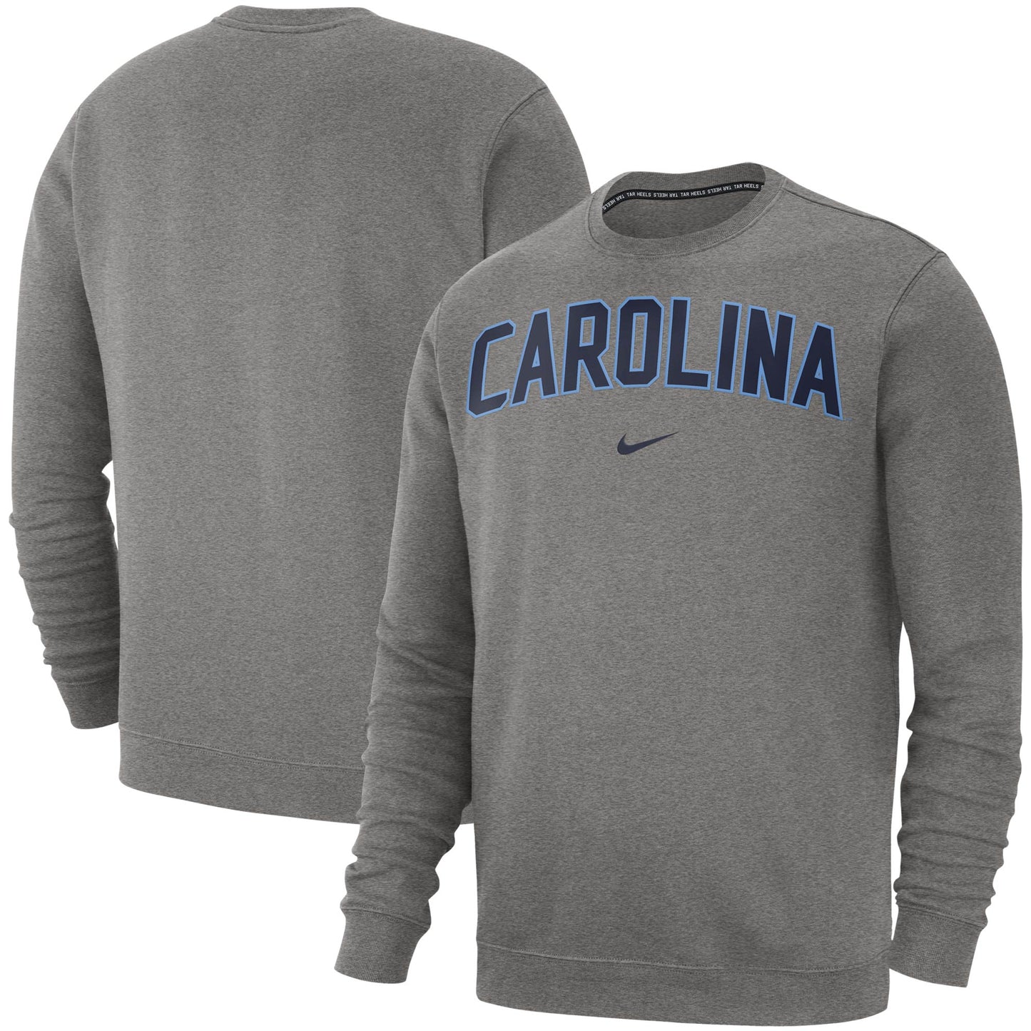 Men's Nike Heather Gray North Carolina Tar Heels Club Fleece Sweatshirt