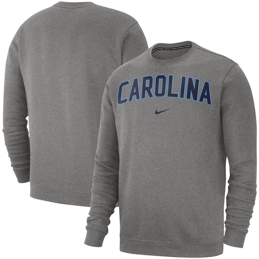 Men's Nike Heather Gray North Carolina Tar Heels Club Fleece Sweatshirt