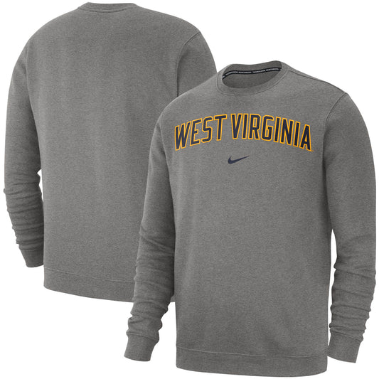 Men's Nike Heather Gray West Virginia Mountaineers Club Fleece Sweatshirt