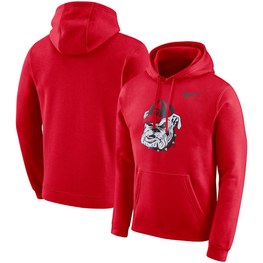 Men's Nike Red Georgia Bulldogs Vault Club Fleece Pullover Hoodie