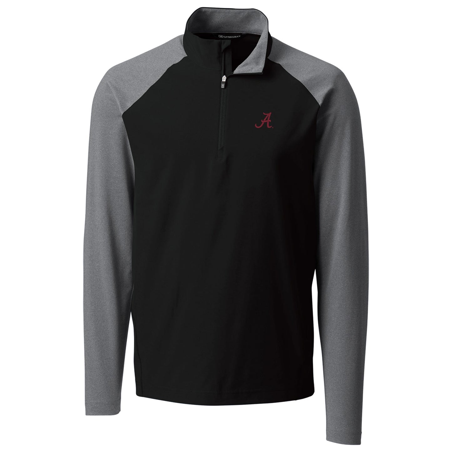 Men's Cutter & Buck Black Alabama Crimson Tide Response Hybrid Overknit Quarter-Zip Pullover Jacket