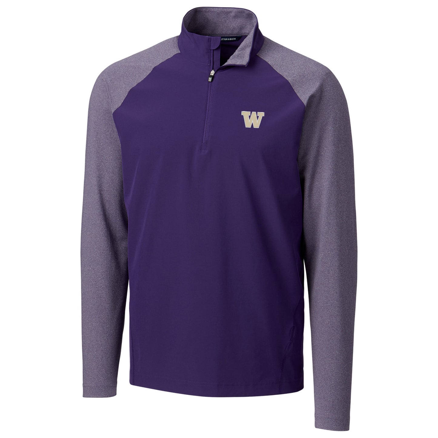 Men's Cutter & Buck Purple Washington Huskies Response Hybrid Overknit Quarter-Zip Pullover Jacket