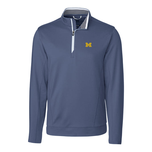 Men's Cutter & Buck Navy Michigan Wolverines Endurance Long Sleeve Half-Zip Pullover Jacket