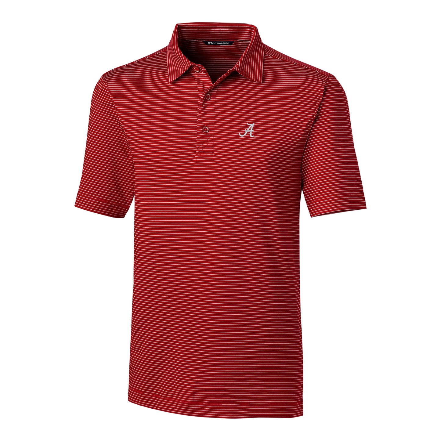 Men's Cutter & Buck Crimson Alabama Crimson Tide Forge Pencil Stripe Polo