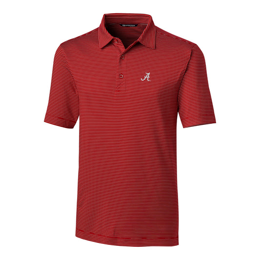 Men's Cutter & Buck Crimson Alabama Crimson Tide Forge Pencil Stripe Polo