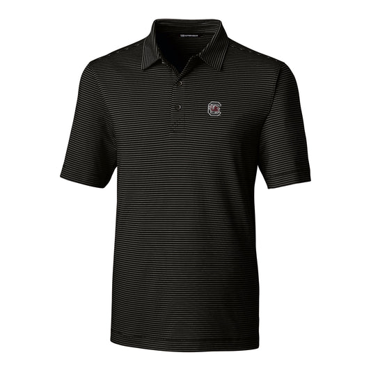 Men's Cutter & Buck Black South Carolina Gamecocks Forge Pencil Stripe Polo