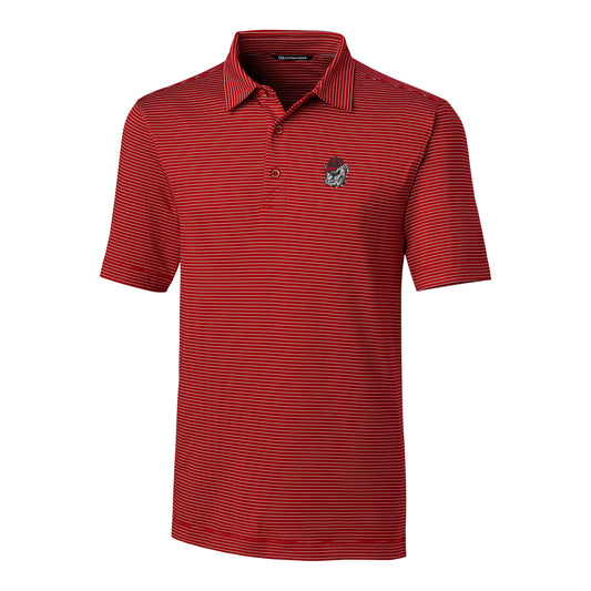 Men's Cutter & Buck Red Georgia Bulldogs Forge Pencil Stripe Polo