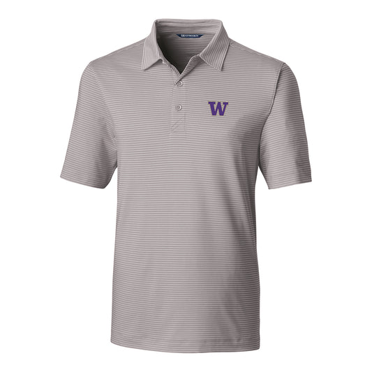 Men's Cutter & Buck Gray Washington Huskies Forge Pencil Stripe Polo