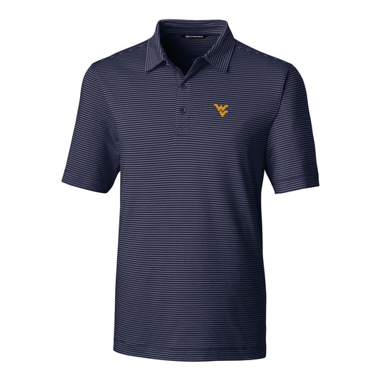 Men's Cutter & Buck Navy West Virginia Mountaineers Forge Pencil Stripe Polo