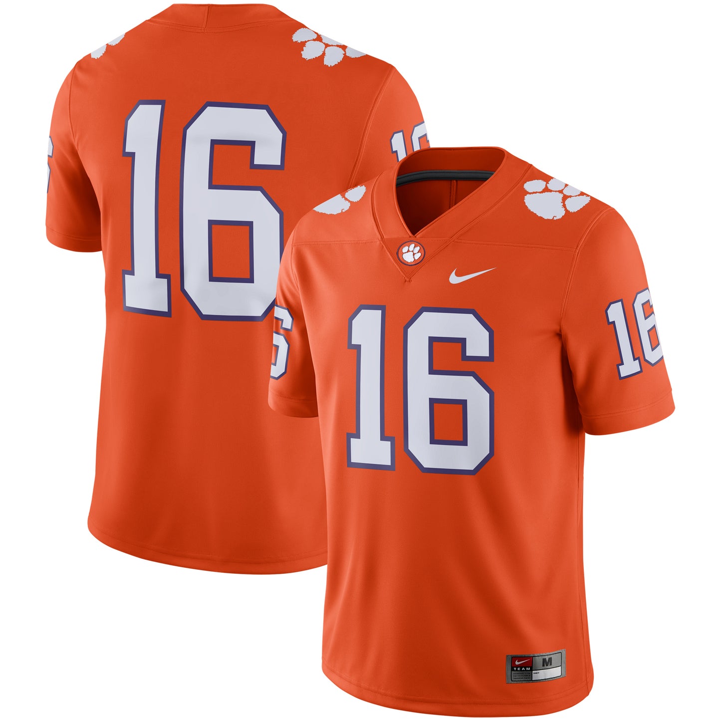 Men's Nike #16 Orange Clemson Tigers Game Jersey