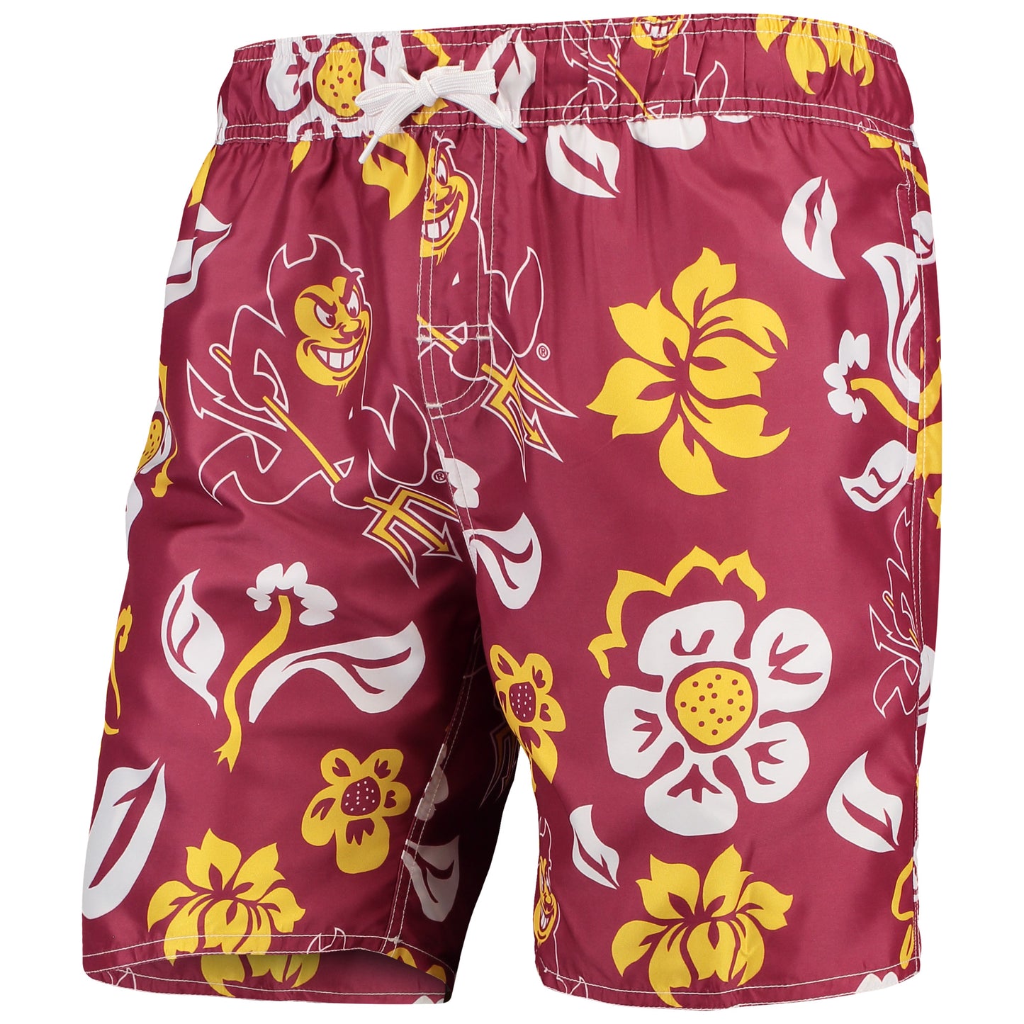 Men's Wes & Willy Maroon Arizona State Sun Devils Floral Volley Swim Trunks