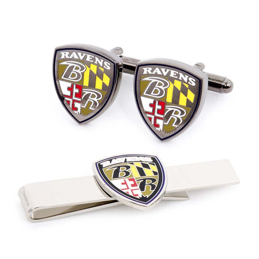 Men's Baltimore Ravens Cufflinks and Tie Bar Gift Set